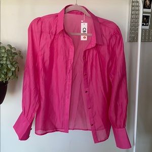 Hot Pink Sheer Button Down